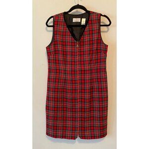 Villager Sport Petite Red & Black Plaid Sleeveless Dress 8 Petite